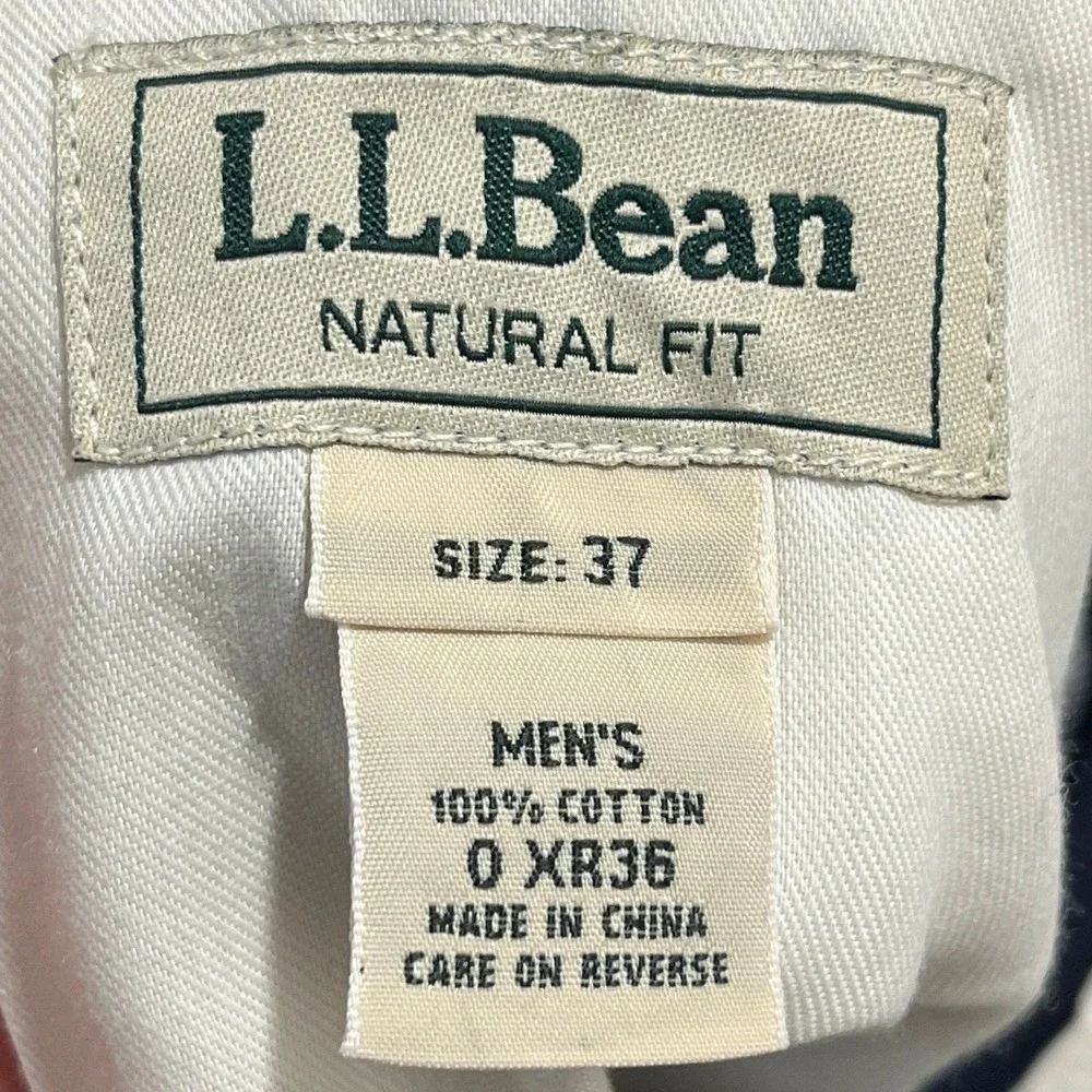 LL Bean Natural Fit Pleated Chino Shorts Mens 37 Navy Twill Casual Outdoor Wear‎